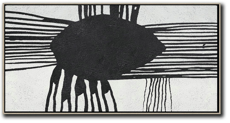 Xl Large Canvas Art,Oversized Panoramic Minimal Art On Canvas - Hand Painted Acrylic Painting